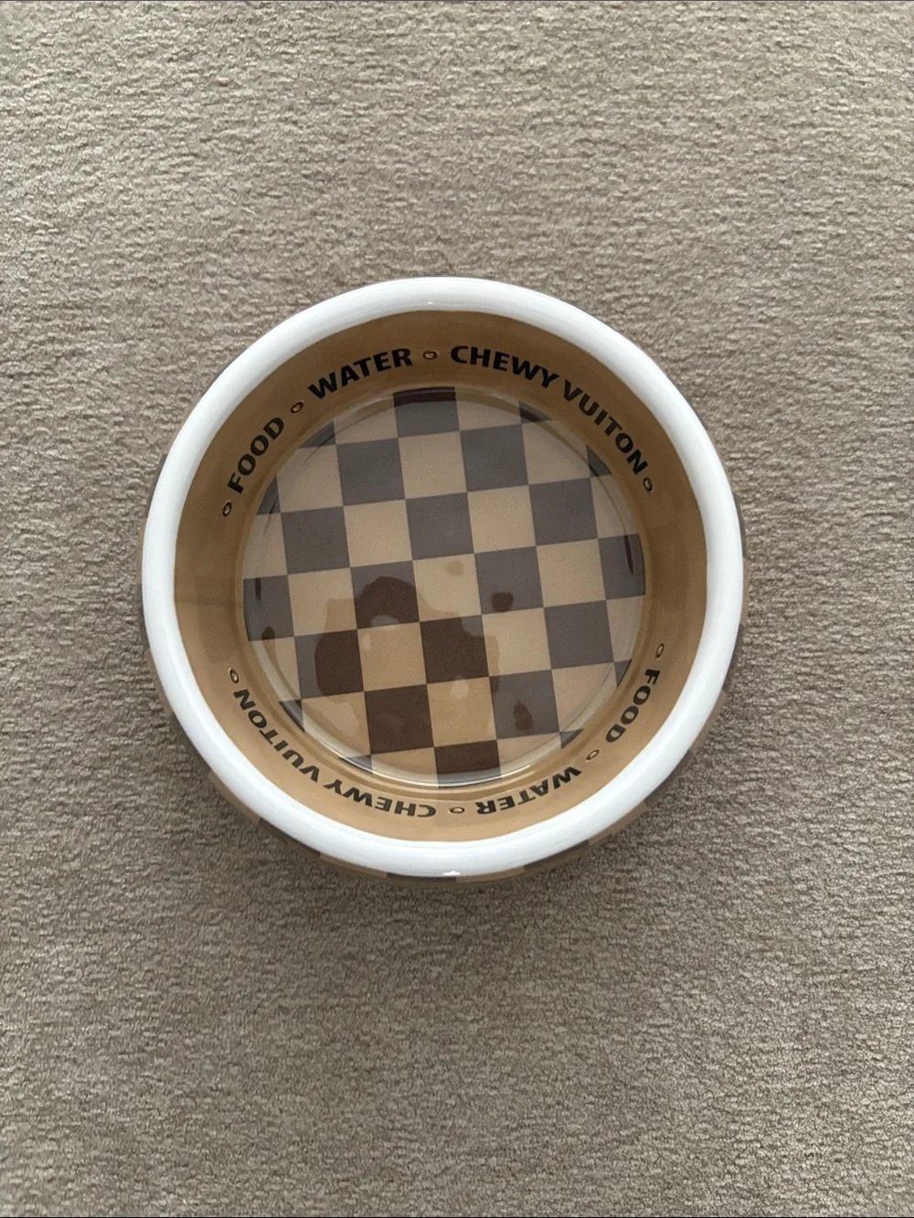Haute Diggity Dog Checker Chewy Vuiton Small Dog Bowl